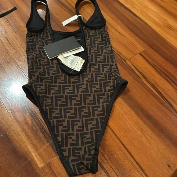 Fendi Brown Patterned Women's Swimsuit - Picture 4 of 10